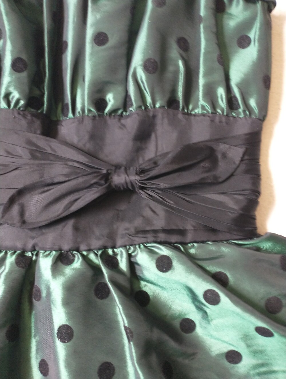 Vtg Betsey Johnson Evening Mini Dress Green Black Strapless Polka Dot Straples - Picture 3 of 12